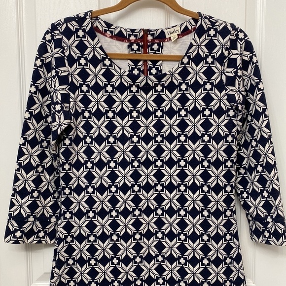 Hatley Geometric Print Shift Dress Geometric Print Small Navy Blue White Small - Picture 2 of 14